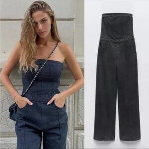 ZARA CORSETRY-INSPIRED DENIM JUMPSUIT
